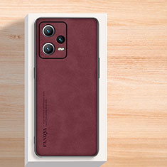 Soft Luxury Leather Snap On Case Cover S02 for Xiaomi Redmi Note 12 5G Red