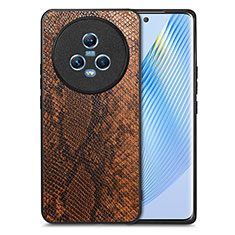 Soft Luxury Leather Snap On Case Cover S02D for Huawei Honor Magic5 5G Brown