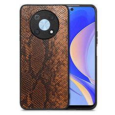 Soft Luxury Leather Snap On Case Cover S02D for Huawei Nova Y90 Brown