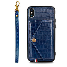 Soft Luxury Leather Snap On Case Cover S02D for Samsung Galaxy M11 Blue