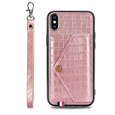 Soft Luxury Leather Snap On Case Cover S02D for Samsung Galaxy M11 Rose Gold
