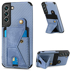 Soft Luxury Leather Snap On Case Cover S02D for Samsung Galaxy S21 Plus 5G Blue