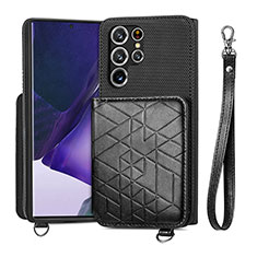 Soft Luxury Leather Snap On Case Cover S02D for Samsung Galaxy S21 Ultra 5G Black