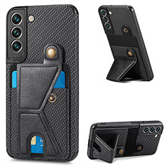 Soft Luxury Leather Snap On Case Cover S02D for Samsung Galaxy S22 Plus 5G Black