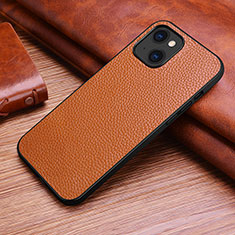 Soft Luxury Leather Snap On Case Cover S03 for Apple iPhone 13 Mini Brown