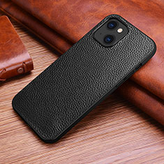 Soft Luxury Leather Snap On Case Cover S03 for Apple iPhone 14 Black