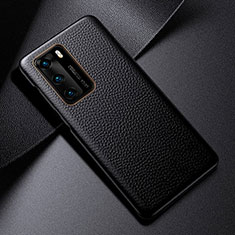 Soft Luxury Leather Snap On Case Cover S03 for Huawei P40 Black
