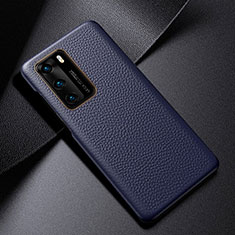 Soft Luxury Leather Snap On Case Cover S03 for Huawei P40 Blue