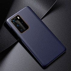 Soft Luxury Leather Snap On Case Cover S03 for Huawei P40 Pro Blue
