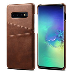 Soft Luxury Leather Snap On Case Cover S03 for Samsung Galaxy S10 Brown