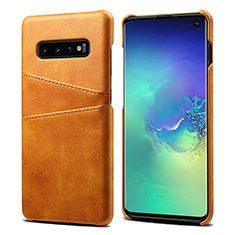 Soft Luxury Leather Snap On Case Cover S03 for Samsung Galaxy S10 Orange