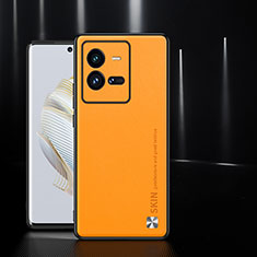 Soft Luxury Leather Snap On Case Cover S03 for Vivo iQOO 10 Pro 5G Orange