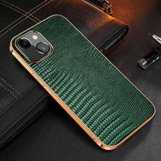 Soft Luxury Leather Snap On Case Cover S04 for Apple iPhone 13 Green