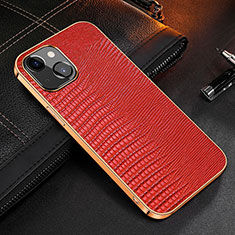 Soft Luxury Leather Snap On Case Cover S04 for Apple iPhone 13 Mini Red