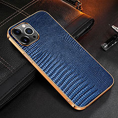 Soft Luxury Leather Snap On Case Cover S04 for Apple iPhone 13 Pro Blue