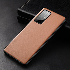 Soft Luxury Leather Snap On Case Cover S04 for Huawei Honor 30S Brown