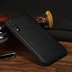 Soft Luxury Leather Snap On Case Cover S04 for Huawei P30 Black