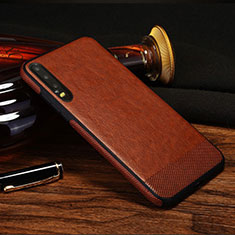 Soft Luxury Leather Snap On Case Cover S04 for Huawei P30 Brown