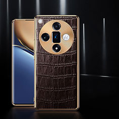 Soft Luxury Leather Snap On Case Cover S04 for Oppo Find X7 Ultra 5G Brown