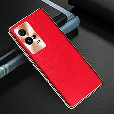 Soft Luxury Leather Snap On Case Cover S04 for Vivo iQOO 8 Pro 5G Red