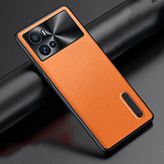 Soft Luxury Leather Snap On Case Cover S04 for Vivo iQOO 9 Pro 5G Orange