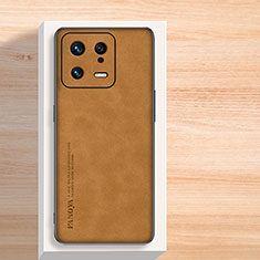 Soft Luxury Leather Snap On Case Cover S04 for Xiaomi Mi 13 Pro 5G Brown