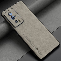 Soft Luxury Leather Snap On Case Cover S04 for Xiaomi Poco F5 Pro 5G Gray