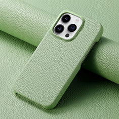 Soft Luxury Leather Snap On Case Cover S04D for Apple iPhone 13 Pro Green
