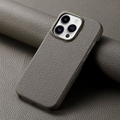 Soft Luxury Leather Snap On Case Cover S04D for Apple iPhone 13 Pro Max Dark Gray