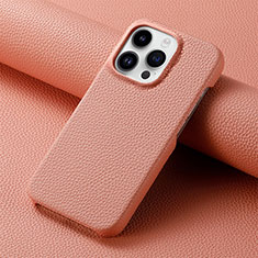 Soft Luxury Leather Snap On Case Cover S04D for Apple iPhone 13 Pro Pink