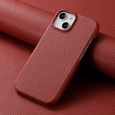 Soft Luxury Leather Snap On Case Cover S04D for Apple iPhone 13 Red