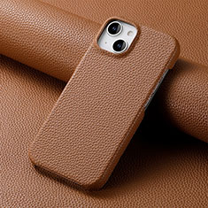 Soft Luxury Leather Snap On Case Cover S04D for Apple iPhone 14 Plus Brown