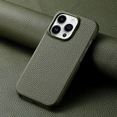 Soft Luxury Leather Snap On Case Cover S04D for Apple iPhone 14 Pro Max Midnight Green