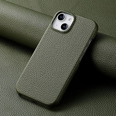 Soft Luxury Leather Snap On Case Cover S04D for Apple iPhone 15 Plus Midnight Green