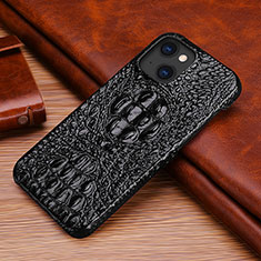 Soft Luxury Leather Snap On Case Cover S05 for Apple iPhone 14 Black