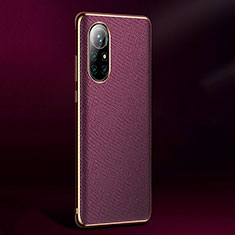 Soft Luxury Leather Snap On Case Cover S05 for Huawei Nova 8 5G Purple