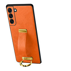 Soft Luxury Leather Snap On Case Cover S05 for Samsung Galaxy S21 FE 5G Orange