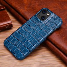 Soft Luxury Leather Snap On Case Cover S06 for Apple iPhone 13 Blue