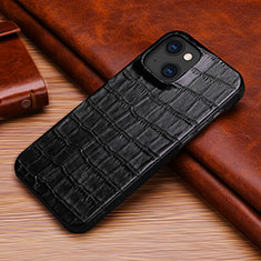 Soft Luxury Leather Snap On Case Cover S06 for Apple iPhone 14 Black
