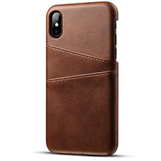 Soft Luxury Leather Snap On Case Cover S06 for Apple iPhone Xs Brown