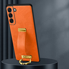 Soft Luxury Leather Snap On Case Cover S06 for Samsung Galaxy S21 FE 5G Orange