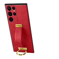 Soft Luxury Leather Snap On Case Cover S06 for Samsung Galaxy S22 Ultra 5G Red