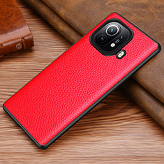 Soft Luxury Leather Snap On Case Cover S06 for Xiaomi Mi 11 Pro 5G Red