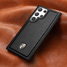 Soft Luxury Leather Snap On Case Cover S06D for Samsung Galaxy S22 Ultra 5G Black