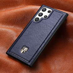 Soft Luxury Leather Snap On Case Cover S06D for Samsung Galaxy S23 Ultra 5G Blue