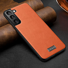 Soft Luxury Leather Snap On Case Cover S07 for Samsung Galaxy S21 FE 5G Orange
