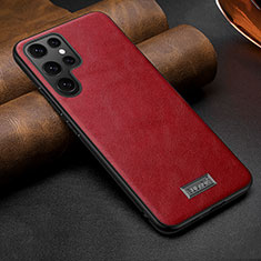 Soft Luxury Leather Snap On Case Cover S07 for Samsung Galaxy S21 Ultra 5G Red
