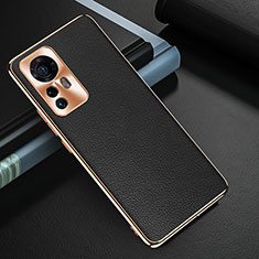 Soft Luxury Leather Snap On Case Cover S07 for Xiaomi Mi 12 Pro 5G Black