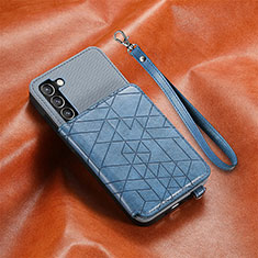 Soft Luxury Leather Snap On Case Cover S07D for Samsung Galaxy S22 5G Blue