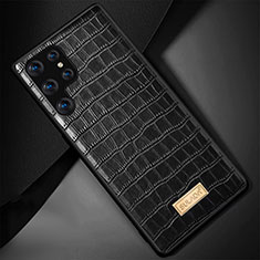 Soft Luxury Leather Snap On Case Cover S08 for Samsung Galaxy S21 Ultra 5G Black